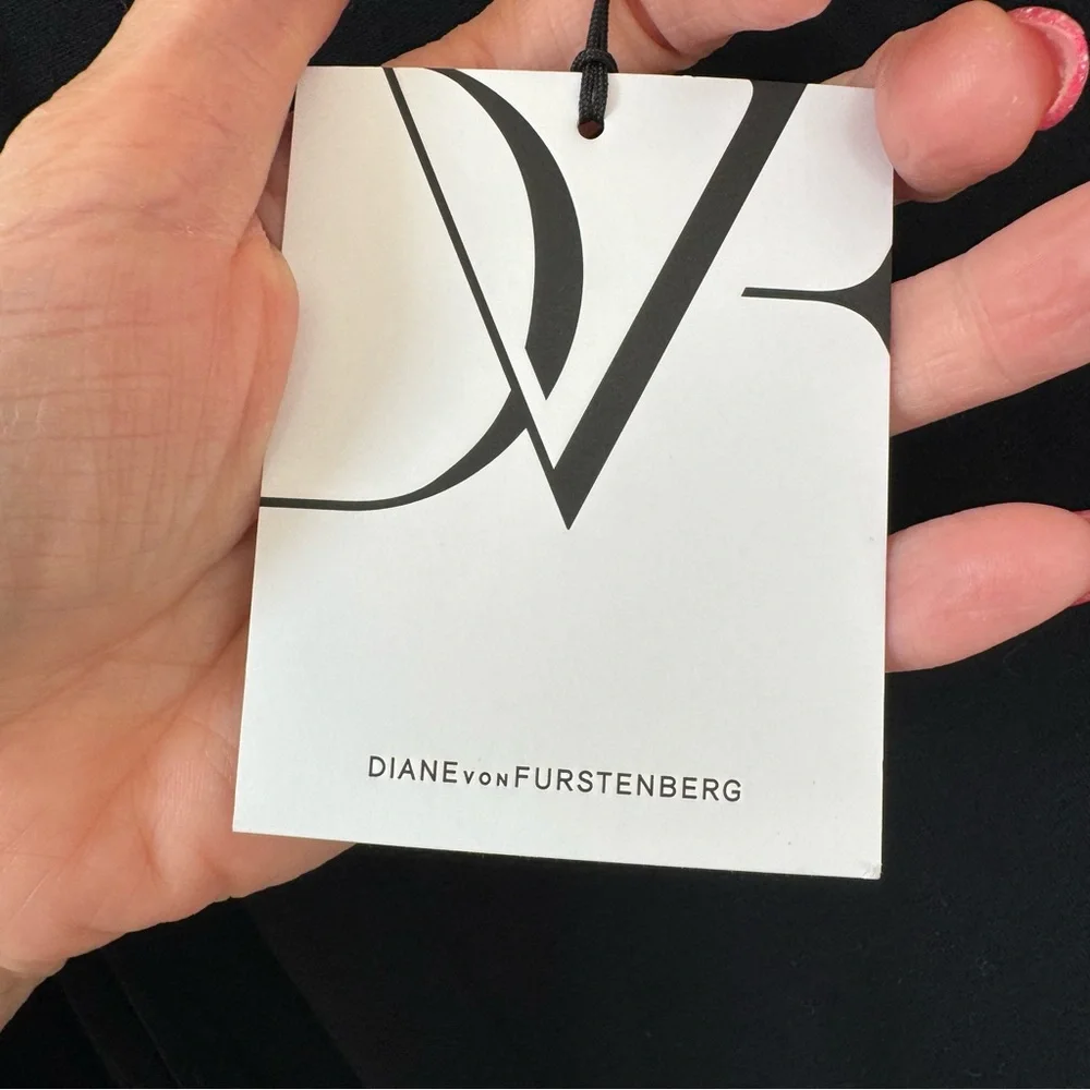 DIANE VON FURSTENBERG DVF Black Ruched Sleeveless Dress Silk Blend LBD M NEW - Picture 7 of 15